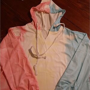 New Medium Tie-Dye Pullover Hoodie-Pink Blue Yellow